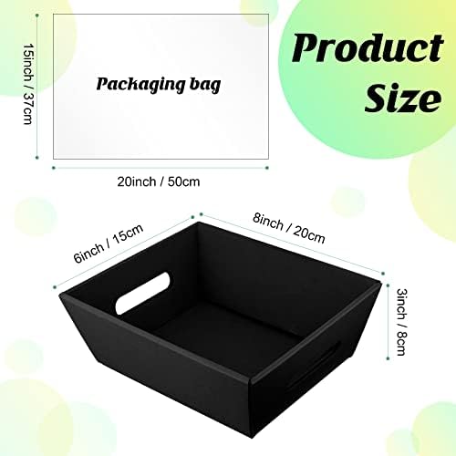 Fainne 74 Pcs Baskets for Gifts Empty Bulk DIY Empty Gift Basket Include 20 Kraft Cardboard Tray with Handles 30 Bags 24 Bows for Christmas Thanksgiving Birthdays Snacks Party, 8" x 6" x 3"(Black) - Image 4