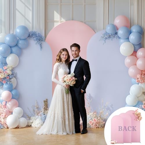Arch Backdrop Cover Set of 3 Wedding Arch Covers Stretchy Backdrop Baby Blue Pink Arch Cover 6FT 6.6FT 7.2FT Arch Backdrop Stand Cover Spandex Birthday Party Ceremony Baby Shower Banquet Decoration - Image 3