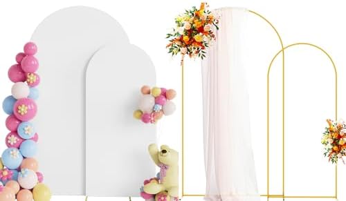 Putros Arch Backdrop Stand and Cover Set of 2, Arch Stand with White Cover by Putros