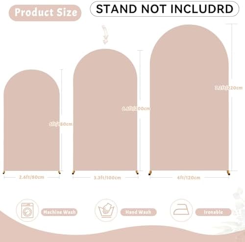7.2FT Nude Arch Backdrop Cover - Spandex Fitted Wedding Arch Stand Covers Round Top Chiara Arch Backdrop Cover for Birthday Party Banquet Photo Background Decoration - Image 2