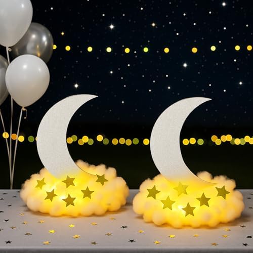 Wonderjune 9 Sets Star and Moon Centerpieces Baby Shower Decor, Silver - Image 5