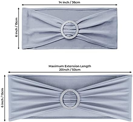 Babenest 50PCS Spandex Chair Sashes Bows with Buckle for Wedding Deco, Grey - Image 6