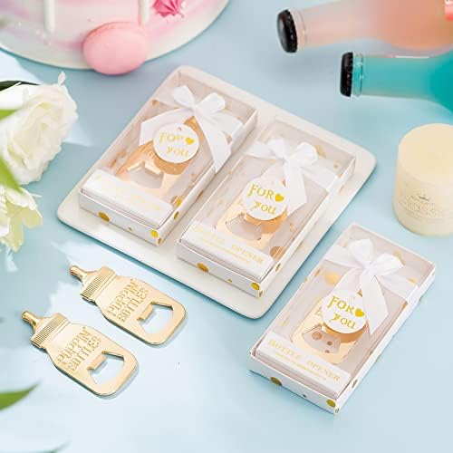 24 Pieces Baby Bottle Openers Baby Shower Favors, Gifts, Decorations, or Souvenir Guest Gift Boxes, Poppin Design for Boys or Girls (24 Pack White) - Image 5