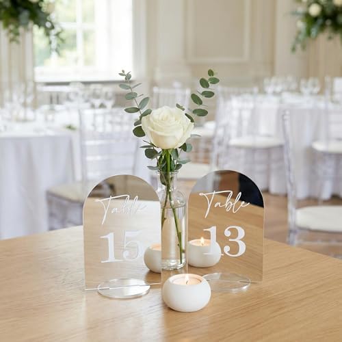 Acrylic Mirror Arch wedding table numbers 1-20 for Wedding and Events, Silver, 3.94 x 5.91 Inches, Set of 20 - Image 6