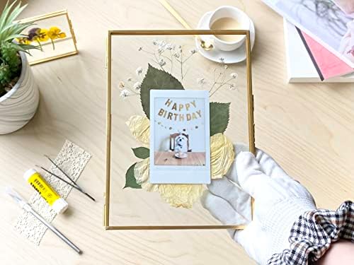 Beedecor Double Glass Frame for Pressed Flowers, Leaf and Artwork Set of 3 Pressed Flower Frames with Stand - 6x6, 5x7 and 6x8 Gold Standing Square Metal Picture Frames, Tabletop Clear Floating Pressed Glass Frame, Home Decor Photo Display (Gold, Set o... - Image 5