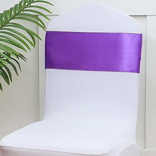 50 Pack Purple Chair Sashes, Gankar Satin Purple Chair Bows Ribbons for Wedding Folding Chairs Birthdy Party Decor, Satin Ties for Banquet Chairs - Image 6