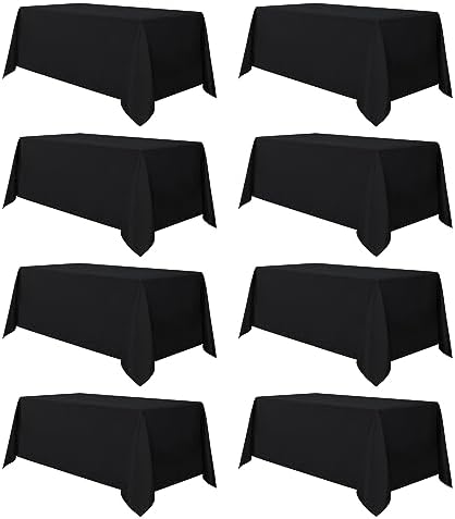 sancua 8 Pack Black Tablecloths 90x132 Inch for 6 Feet Rectangle Tables by sancua