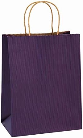 BagDream Medium Gift Bags with Handles 8x4.25x10.5 Inch Purple 100 Pcs Bulk by BagDream