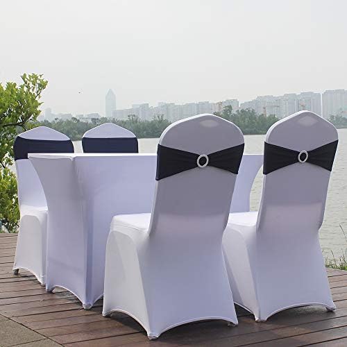 50pcs Navy Blue Spandex Chair Sashes,Durable Workmanship, Stretch Chair Bows for Wedding Party Banquet Event Reception Celebration Baby Shower Birthday Decoration - Image 5