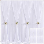 8 Panels White Backdrop Curtain for Parties Wedding Wrinkle Free White Photo Curtains Backdrops Drapes Fabric Decoration for Baby Shower Birthday Party 40ft(W) x 10ft(H) by Tao-GePartyDecorations