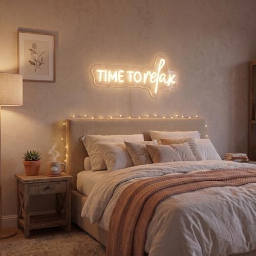 TIME To relax Warm White Neon Sign for Wall Decor Led Neon Lights for Wedding Party Beauty Salon Gym Store Game Room Decorations - Image 5