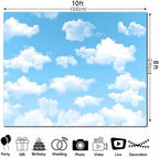 10x8FT Polyester Blue Sky White Clouds Backdrop World Travel Aviator Photography Background Supplies Kids Birthday Party Welcome Baby Shower Newborn Photo Studio Props Banner Decor - Image 2