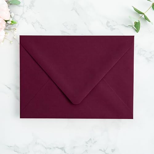 PONATIA 50 PCS/Pack A7 Envelopes, Burgundy Euro Flap Liner 5x7 Envelopes - Image 2