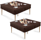 2 Pack Chocolate Spandex Tablecloths for 54x54 Inch Square Tables, Stretch Fitted Table Clothes with Pleated Ruffle Skirt for 54” Table, Wrinkle Free and Elastic, for Party Kitchen Home Dining by WishCare