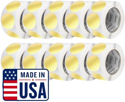 Perco Metallic Gold Perforated Round Circle Dot Sticker 3-Inch Labels — 10 Rolls, 5,000 Stickers - VIP, Reward & Premium Packaging Labels, Luxury Branding - Made in USA by Perco