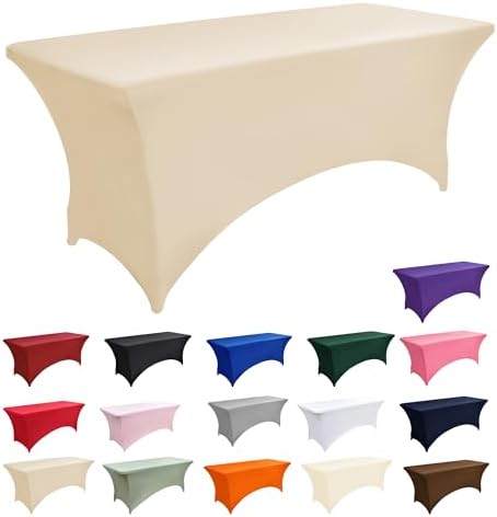 10-Pack 6ft Spandex Table Covers for Rectangle Standard Folding Tables - Wrinkle Resistant Stretch Tablecloths - Ultimate Fitted Table Protector for Parties, Banquet, Wedding - Image 3