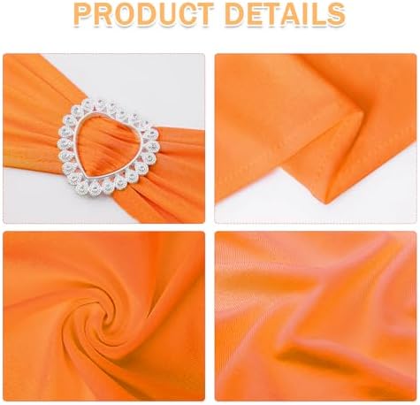 Pack of 120 Spandex Chair Sashes Bows Stretch Chair Cover Band with Buckle Slider Universal Elastic Chair Ties for Wedding Banquet Party Event Decoration (Orange) - Image 3