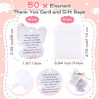 Conelist 50 Set Baby Shower Favors with Elephant Shaped Candle Favors, Thanks Cards, Organza Gift Bags Baby Shower Favors Bulk for Gender Reveal Party Guests Return Gift Boys Girls Birthday (Pink) - Image 3