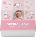 Let's Make Memories Personalized Keepsake Box - Memory Storage - Newborn New Baby Gift - Shower Present - PEANUTS - Snoopy and Woodstock - Add Photo, Name, and Text - Snoopy Baby Love - Pink by LetsMakeMemories