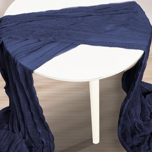 6 Pack Navy Blue Cheesecloth Table Runner 35x120 Inch 10Ft Rustic Gauze Cheese Cloth Table Runner Sheer Cheesecloth Table Runners for Wedding Party Bridal Shower Decoration - Image 3