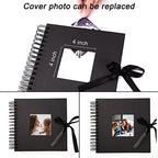 Vienrose Scrapbook Photo Album, 12x12 Inches, 80 Pages, Black, Silk Ribbon - Image 3