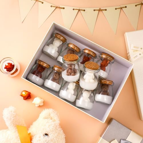 MTLEE 20 Sets Bear Baby Shower Favors Party Candle White Brown - Image 5