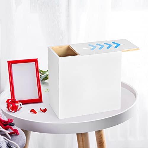 Fowecelt White Wooden Wedding Card Box, Large DIY Card Gift Box for Wedding Reception, Graduation Party, Bridal Shower, Keepsake Party Favor, Cosmetic Home Decor (10 x10 x 5.5 Inch) - Image 6