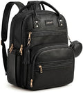 ROSEGIN Premium Vegan Leather Diaper Bag Backpack with Waterproof Changing Pad, Reinforced Zippers & Odor-Free, 20 Pockets Pro Organizer, Fits 15.6" Laptop, Stroller Straps, Baby Bag for Mom, Black by ROSEGIN