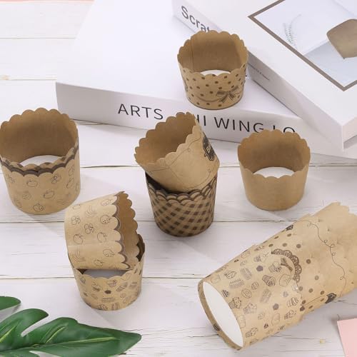 HARFINGTON 150Pcs Paper Baking Cups 6oz Brown Kraft Muffins Liners Fruit - Image 4
