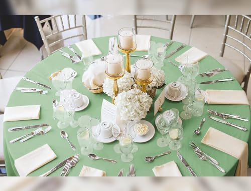 YMHPRIDE 6 Pack Round Tablecloth Sage Green Table Cloths 90 Inch Polyester Round Tablecloth,Sage Green Tablecloths Round 90 inch Washable Fabric Table Covers for Wedding,Party,Dining,Banquet - Image 5