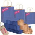 qiqee 100PCS Gift Bag with Handles Bulk Kraft Deep Blue Paper Bags Assorted Sizes(33pcs Large 13",33pcs Medium 11",34pcs Small 8") by Qiqee