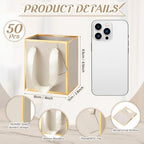 Yeaqee 50 Pcs Mini Paper Gift Bags with Handles Tag, Champagne, Gold - Image 2