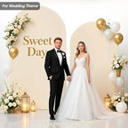 Beige Arch Backdrop Cover 7.2FT 6FT Wedding Arch Covers Stretchy Backdrop Set of 2 for Baby Shower Birthday Wedding Party Decoration (Beige, 7.2FT & 6FT) - Image 2