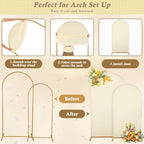 7.2FT, 6FT Beige Spandex Arch Backdrop Stand Covers Set of 2 - Image 6