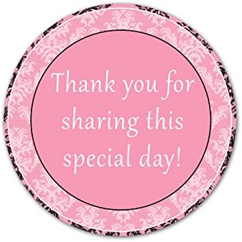 40 Stickers Pink Vintage Damask Thank You Party Favor Baby Shower Birthday Bridal Gift Label by Unknown