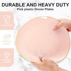 YOUBET 175PCS Pink Plastic Plates with Gold Rim for Wedding Party - Image 6