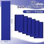 fani 60 PCS Satin Chair Sashes, 7x78 Inch, Royal Blue - Image 2