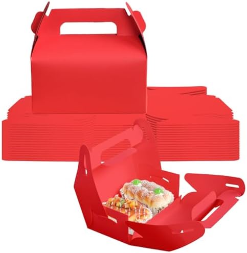 ZSDRTYU Treat Boxes, 50 Pcs Gable Boxes Party Favor Boxes Favor Boxes, Kraft Gable Treat Boxes For Christmas Decorations Birthday Party Favors (Red) by Unknown