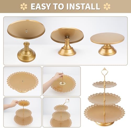 12 PCS Gold Cake Stand Set, Dessert Table Display Set - Image 2