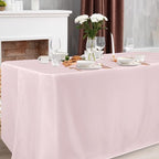 Obstal 2 Pack Table Clothes for 6 Foot Rectangle Tables - Water Resistant Washable Fabric Polyester Rectangle Table Cover Protector for Wedding, Banquet and Trade Shows, 72L x 30W Inches, Dusty Pink - Image 2