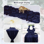 10 Pack Navy Blue Cheesecloth Table Runner 35x120 Inch 10Ft Rustic Gauze Cheese Cloth Table Runner Sheer Cheesecloth Table Runners for Wedding Party Bridal Shower Decoration - Image 6