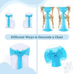 MDS Pack of 25 Chiffon Chair Sashes for Wedding & Event Décor - Turquoise - Image 4