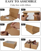 COTOPHER 50Pcs Cookie Boxes with Ribbons, 9x6x3 Inch Brown Bakery Boxes - Image 6