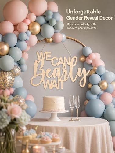 We Can Bearly Wait Wood Backdrop Sign Woodland For Party Photo Backdrops - Image 2