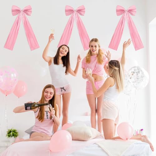 6 Pack Oversized Pink Bows for Wall Decor – 17x39 Inch Coquette Ribbon Bows for Birthday Backdrop, Girls Room, Party & Aesthetic Home Decorations - Image 3