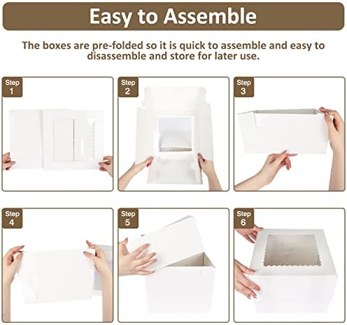 Moretoes 20pcs Cake Boxes, 10x10x8 Inches Tall Bakery Boxes with Window - Image 4