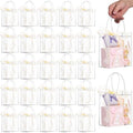 WDSHCR 80 PCS Clear Plastic Gift Bags with Handles, Party Favor Bags with Ribbons, Reusable Goodie Tote Bags for Wedding, Baby Shower, Birthday (Clear 5.9 x 6.3 x 2.8, 80 Pack) by WDSHCR