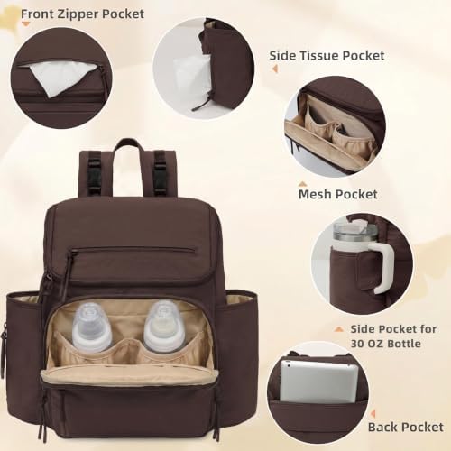 Omanmoli Diaper Bag Backpack Large Baby Travel Bag 30 OZ Tumbler Holder - Image 6