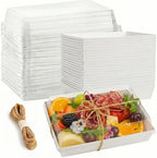 50 Pack 8x6in Charcuterie Board Boxes with Clear Lids, Paper Containers by Leafiew