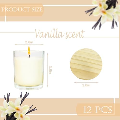 12 Pcs 6 Oz Bulk White Soy Candles,Vanilla Scented Candles Set,Bulk Aromatherapy Candle,Great Stress Relieving Scented Candle for Girls as a Gift for Birthdays, Weddings and More! - Image 2
